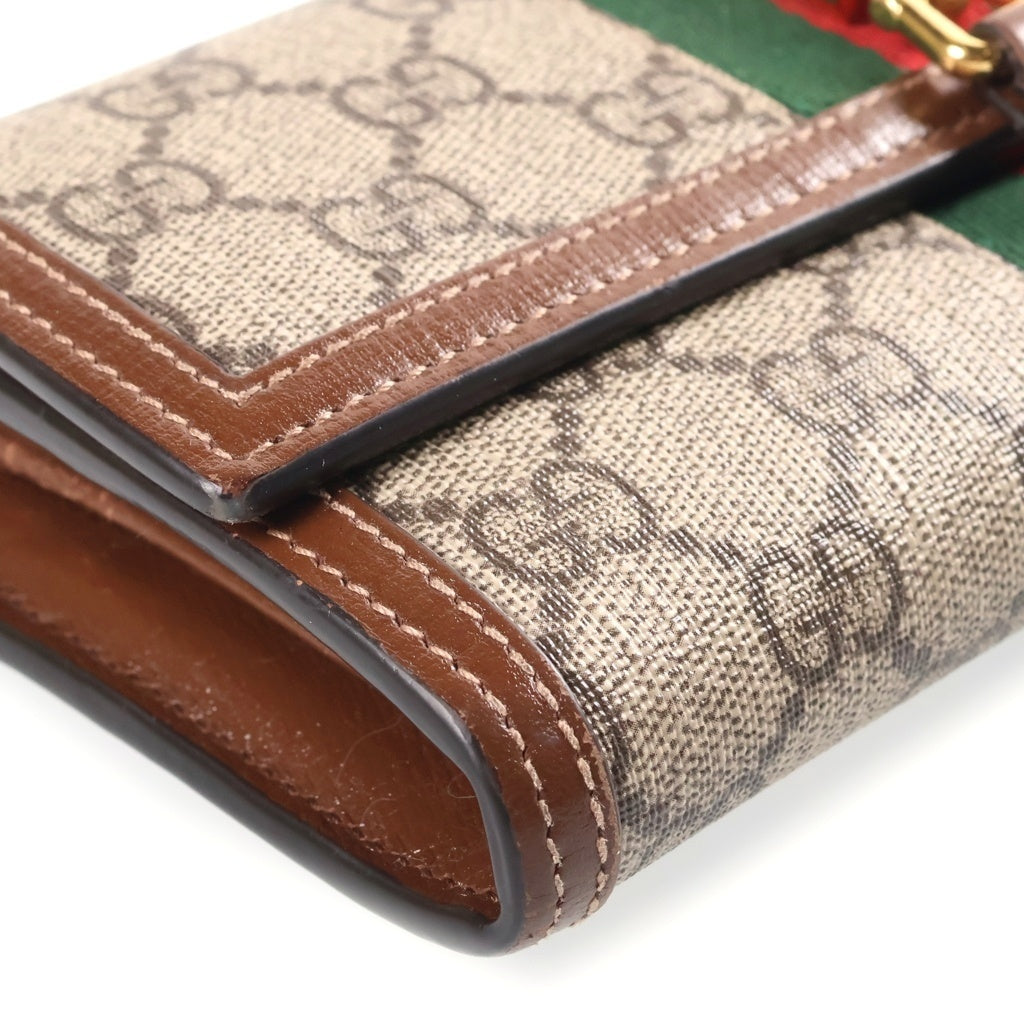 GUCCI(グッチ) GGマーモント ジャッキー1961 チェーンショルダーバッグ ウォレット ブラウン レザー×PVC 652681 ゴールド金具 レディース