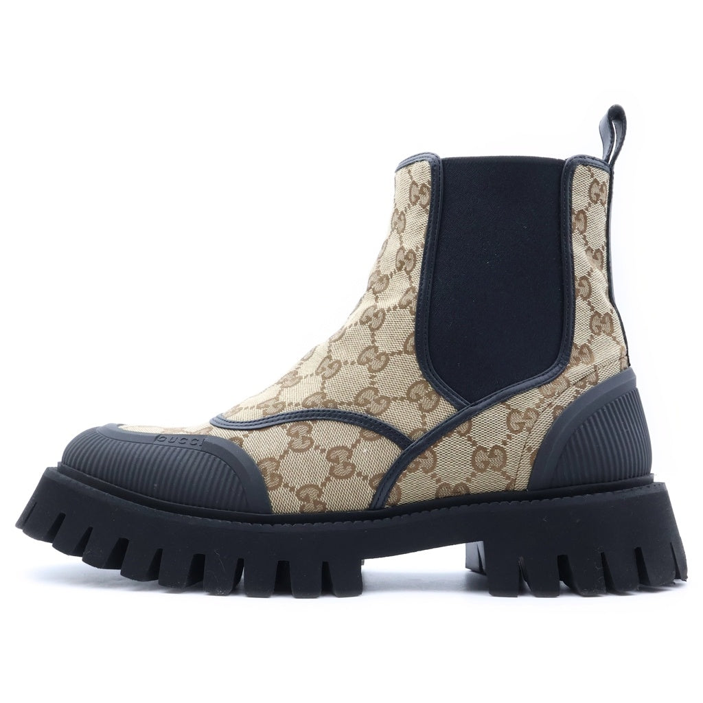 GUCCI(グッチ) GG Jacquard Canvas Ankle Boots GGキャンバス レザー シャークソール サイドゴアブーツ シューズ ベージュ 739777
