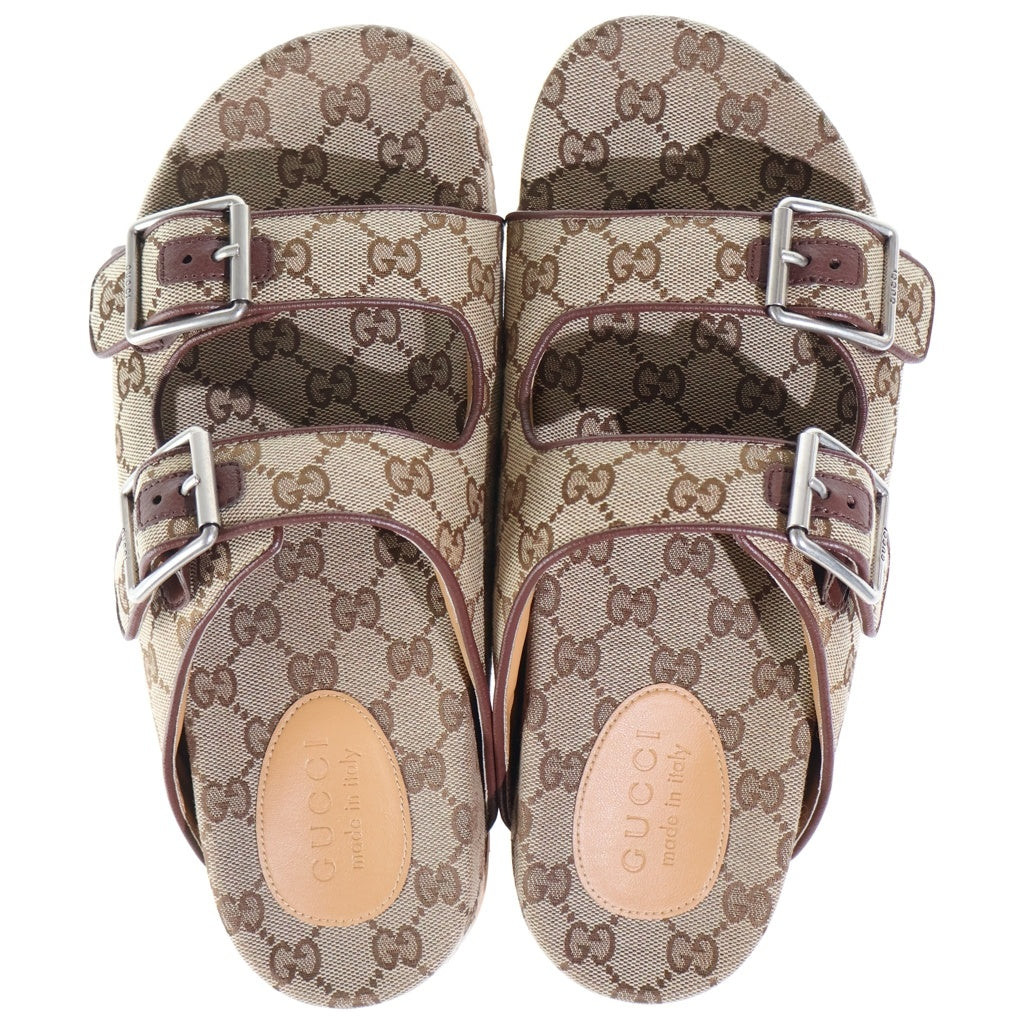 GUCCI(グッチ) GGキャンバス ストラップ付き スライドサンダル シューズ ロゴ ベージュ 658020