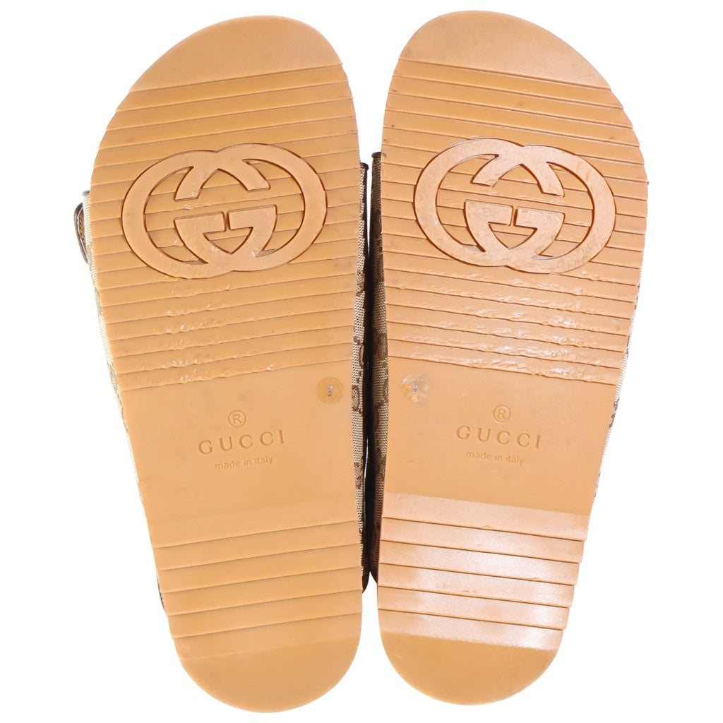 GUCCI(グッチ) GGキャンバス ストラップ付き スライドサンダル シューズ ロゴ ベージュ 658020