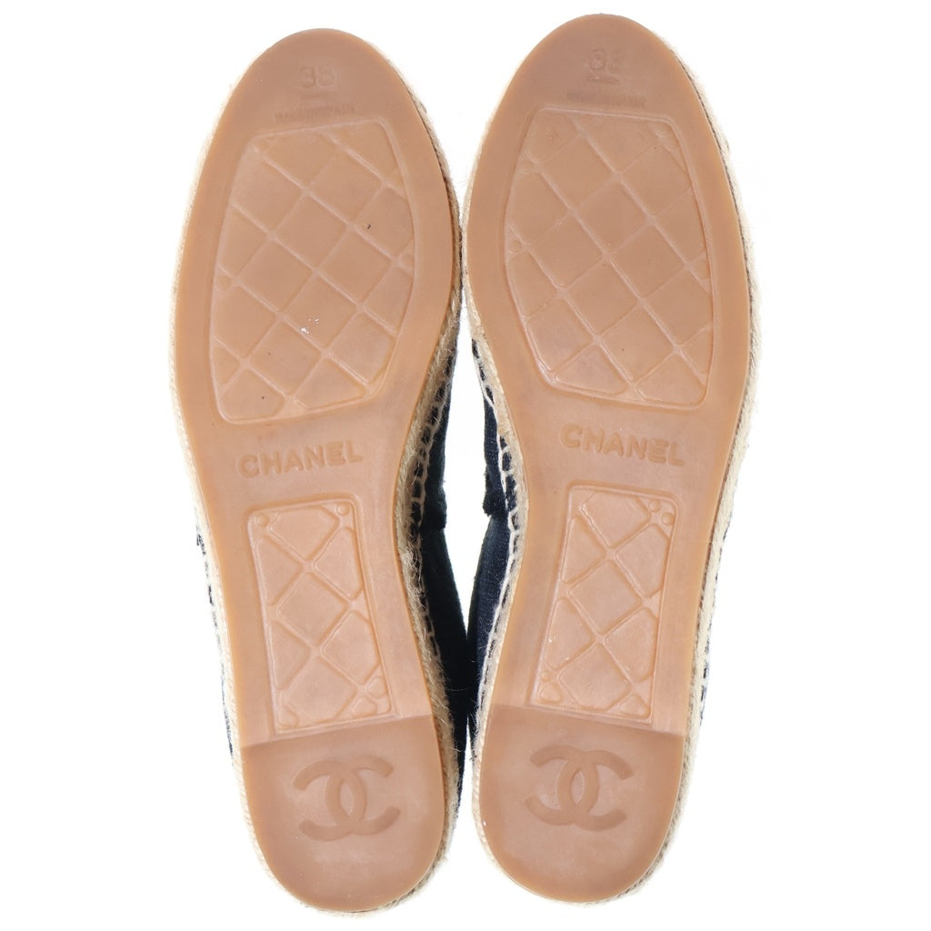 CHANEL(シャネル) ココマーク エスパドリーユ キャンバス スリッポン シューズ ブラック レディース G29762