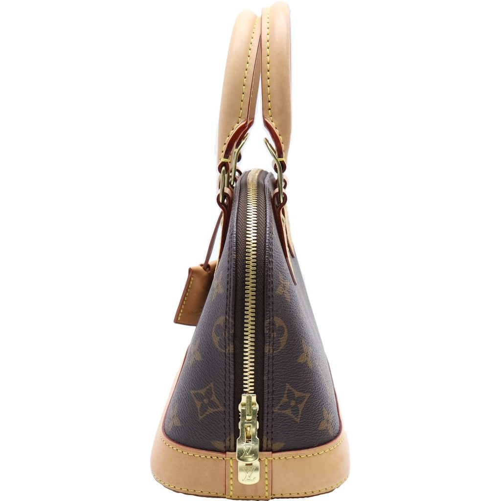 LOUIS VUITTON(ルイヴィトン) モノグラム アルマBB 2WAYハンドバッグ ショルダーバッグ ブラウン レザー×PVC M53152 ゴールド金具 レディース