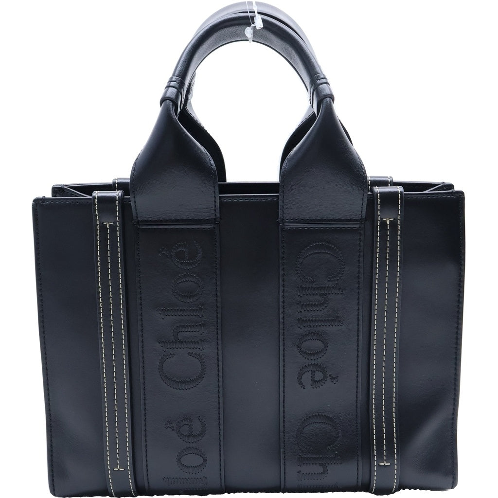 Chloe(クロエ) ウッディ スモール 2WAYハンドバッグ ショルダーバッグ ブラック レザー ゴールド金具 レディース
