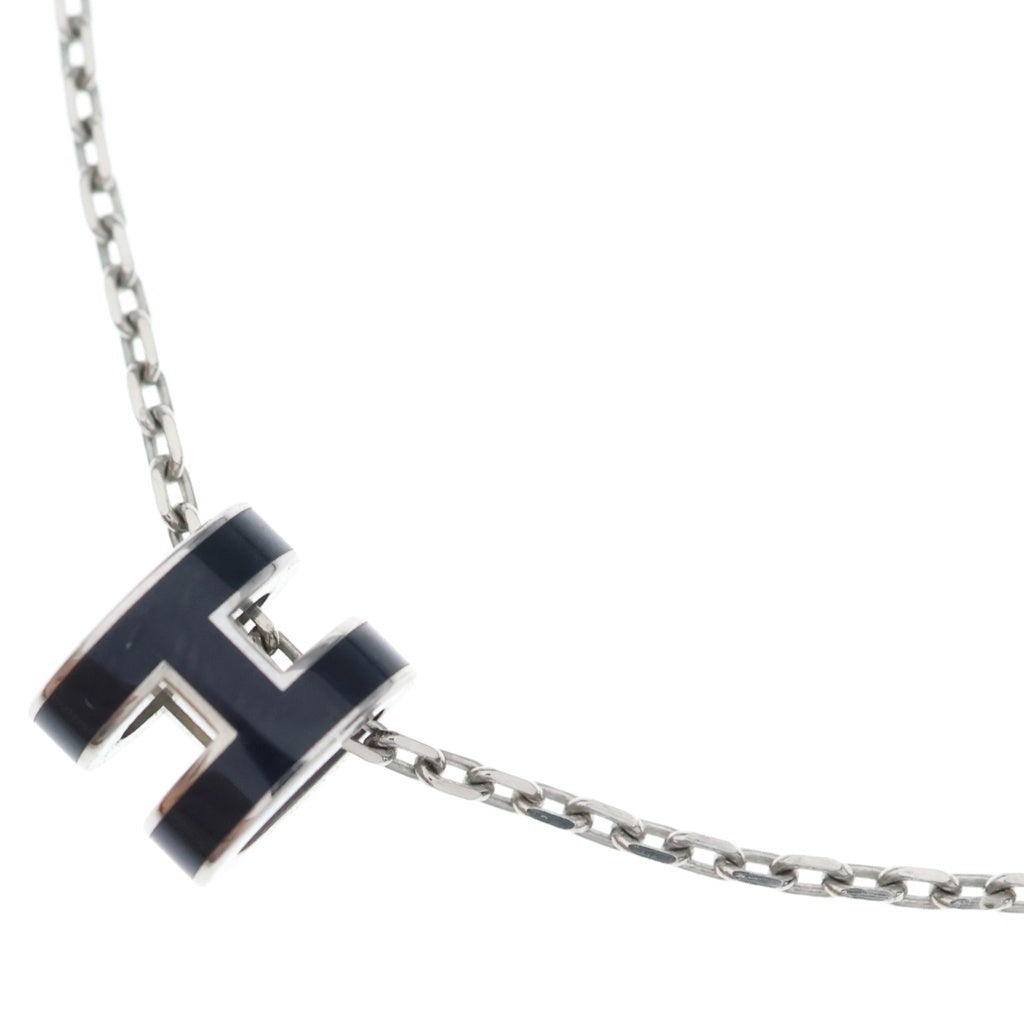 HERMES(エルメス) ミニ ポップアッシュ H ネックレス シルバー×ブラック メタル レディース