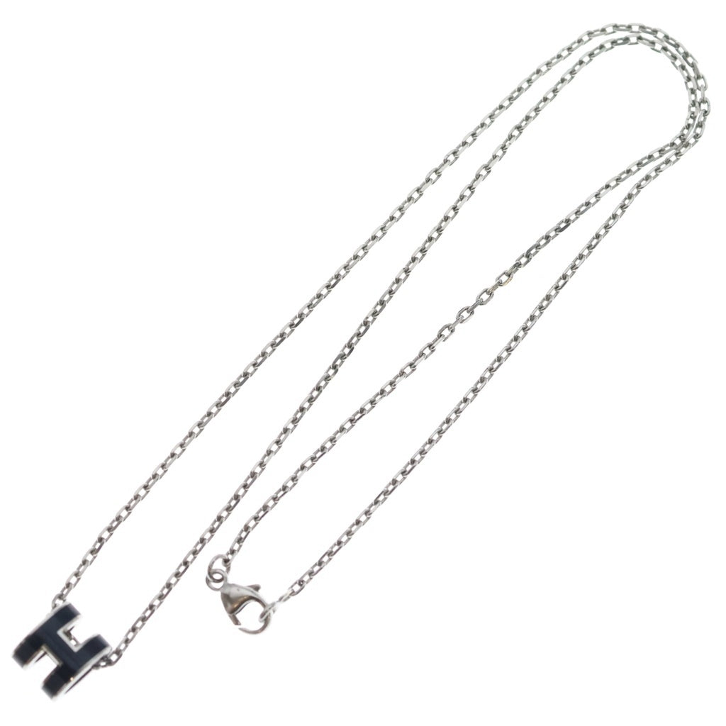HERMES(エルメス) ミニ ポップアッシュ H ネックレス シルバー×ブラック メタル レディース