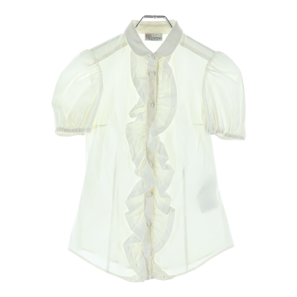 RED VALENTINO(レッド ヴァレンティノ) パフスリーブ半袖フリルシャツ ホワイト #38 FR381500-V1M928R レディース