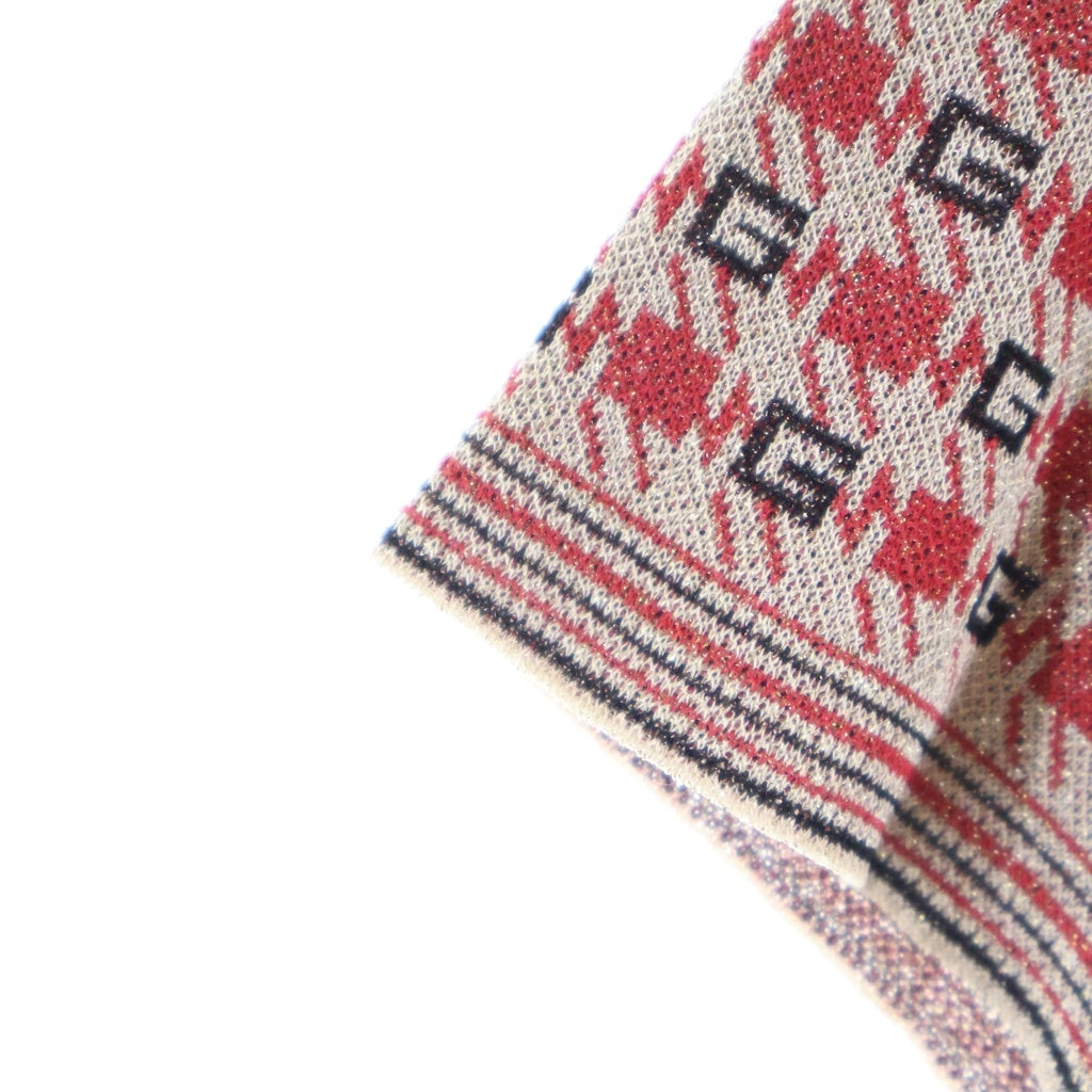 GUCCI(グッチ) ■Logo Jacquard Knit ロゴ ジャカード 半袖ニット ワンピース レッド×ブラック×ゴールド #XS 629428 XKBBY レディース