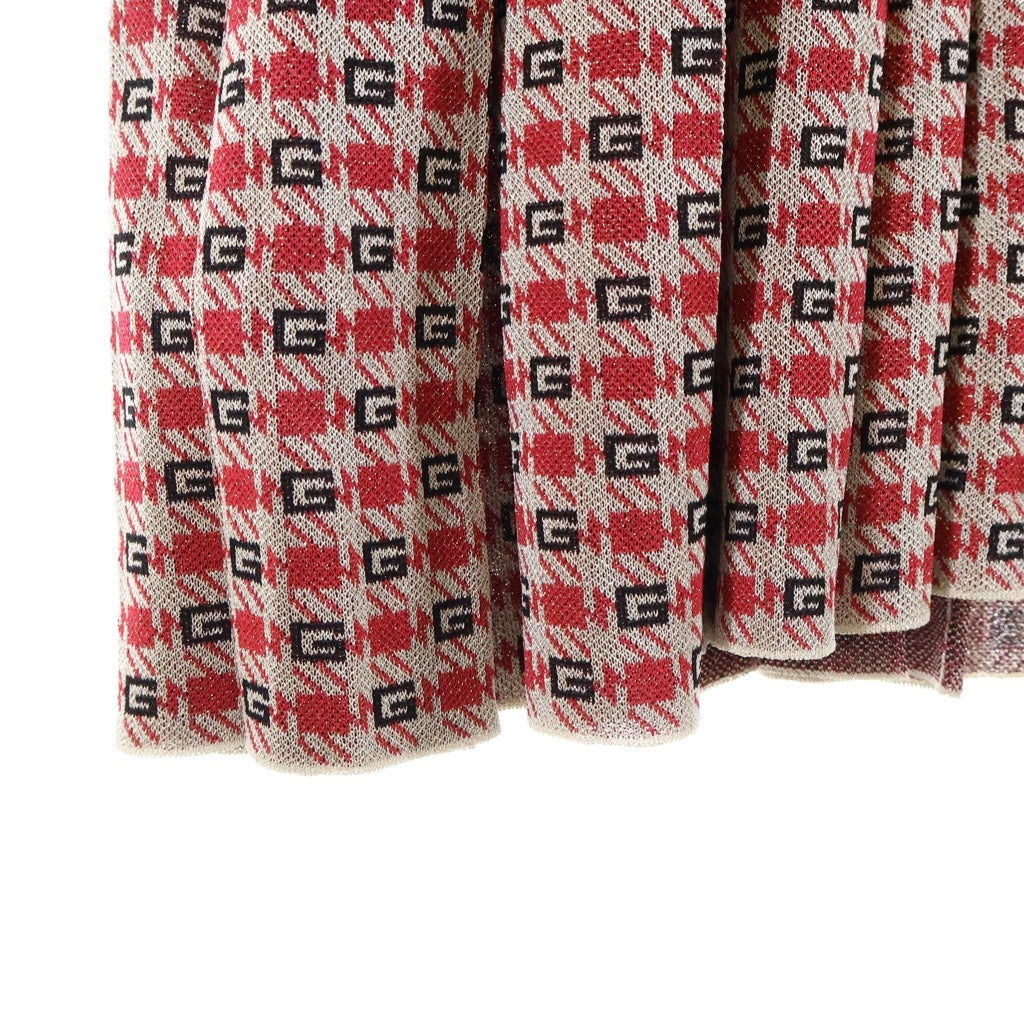 GUCCI(グッチ) ■Logo Jacquard Knit ロゴ ジャカード 半袖ニット ワンピース レッド×ブラック×ゴールド #XS 629428 XKBBY レディース