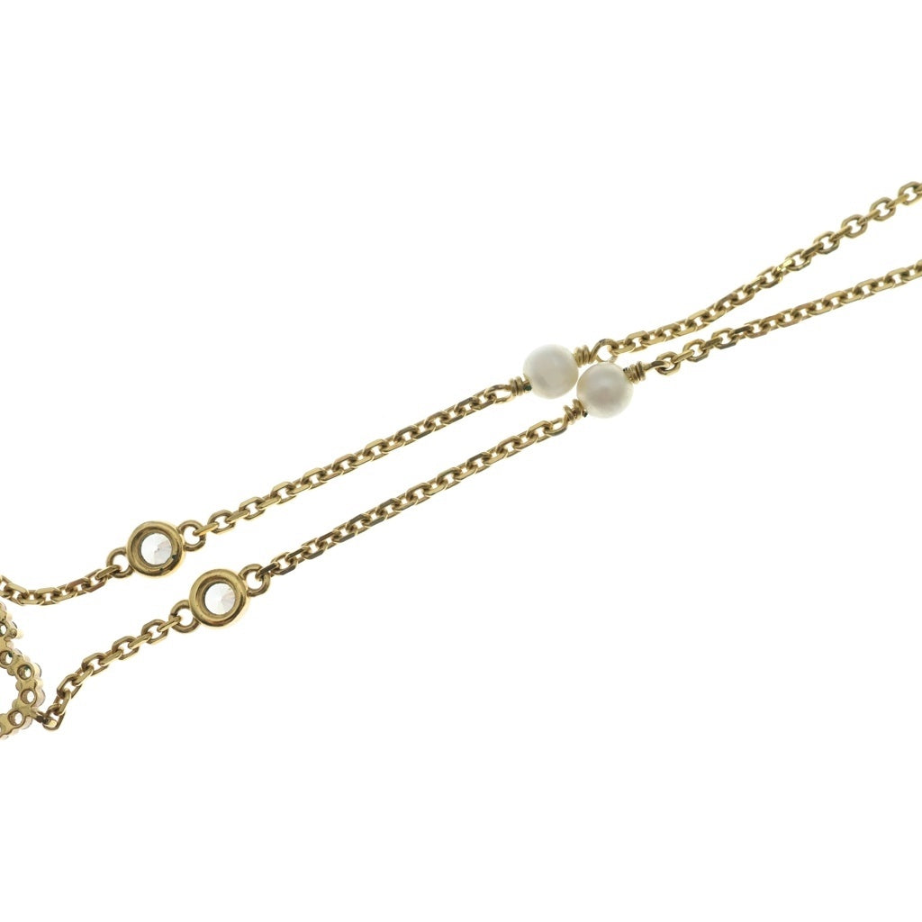 Christian Dior MONSIEUR(クリスチャンディオールムッシュ) Clair D Lune ラインストーン フェイクパール ネックレス ゴールド GP レディース