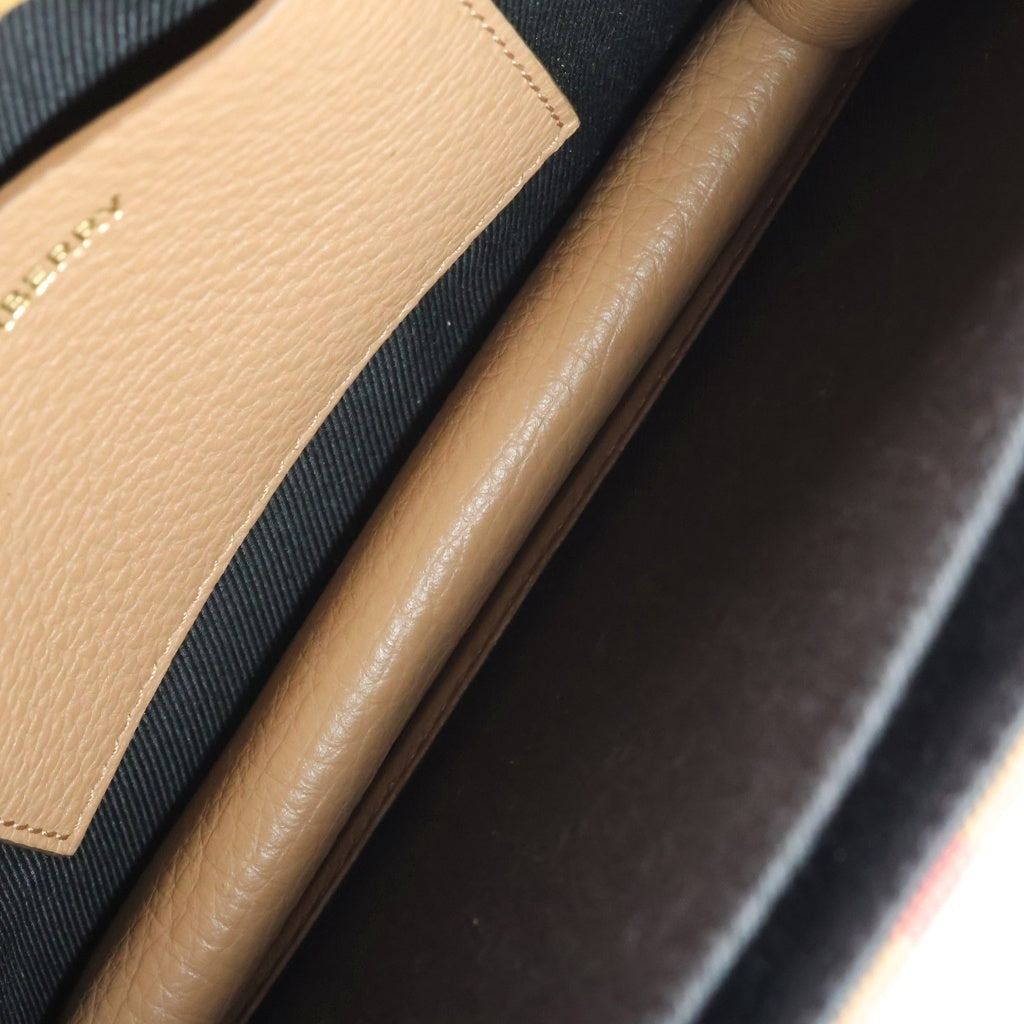 BURBERRY(バーバリー) ノバチェック マッケン レザー キャンバス チェーン ショルダーバッグ ゴールド金具 ブラウン レディース