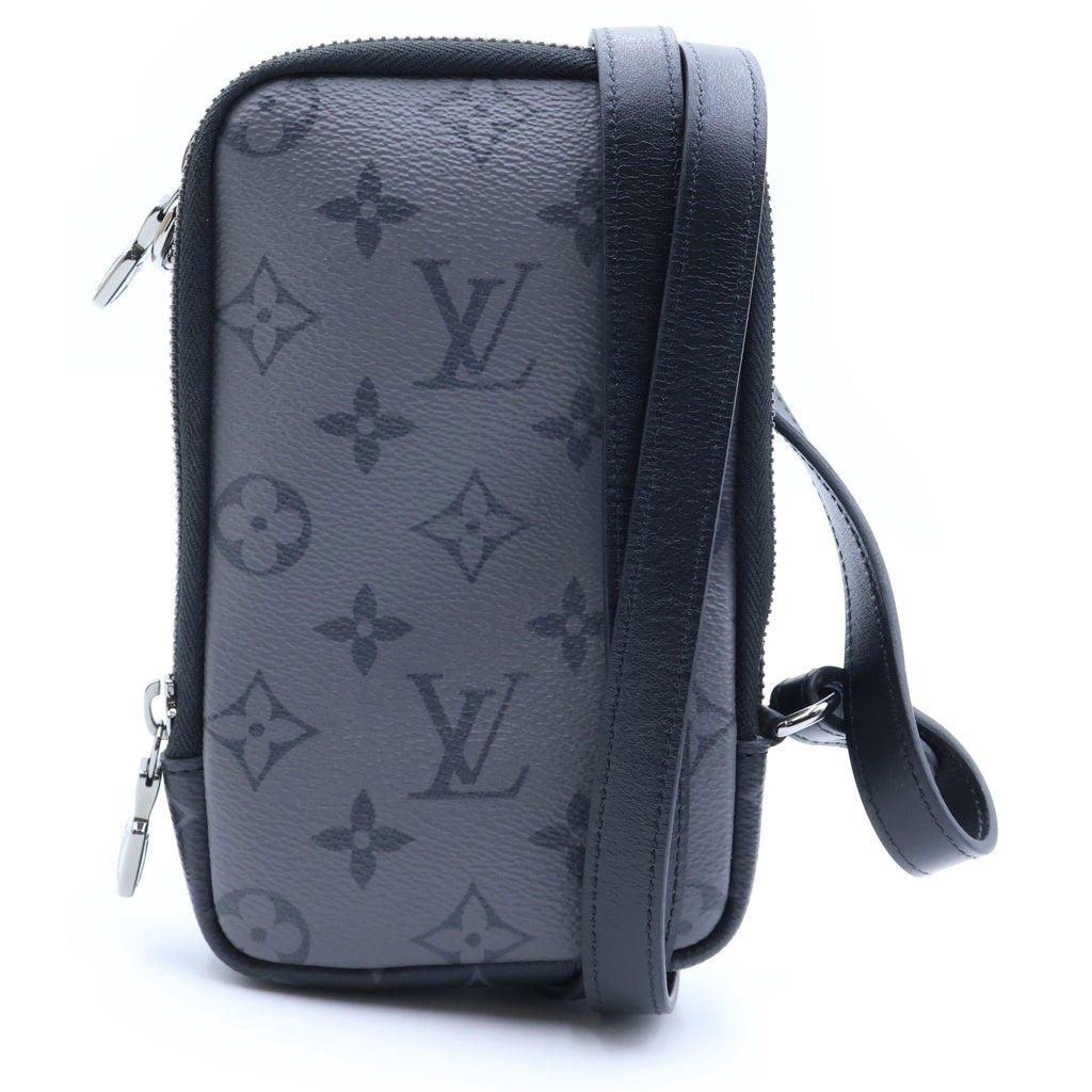 LOUIS VUITTON(ルイヴィトン) モノグラムエクリプス リバース ダブルフォン ショルダーバッグ ブラック×グレー PVCレザー M69534 シルバー金具 レディース