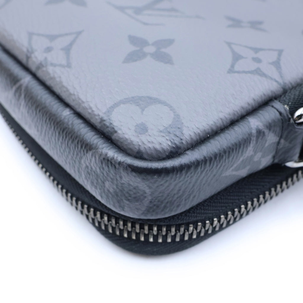 LOUIS VUITTON(ルイヴィトン) モノグラムエクリプス リバース ダブルフォン ショルダーバッグ ブラック×グレー PVCレザー M69534 シルバー金具 レディース