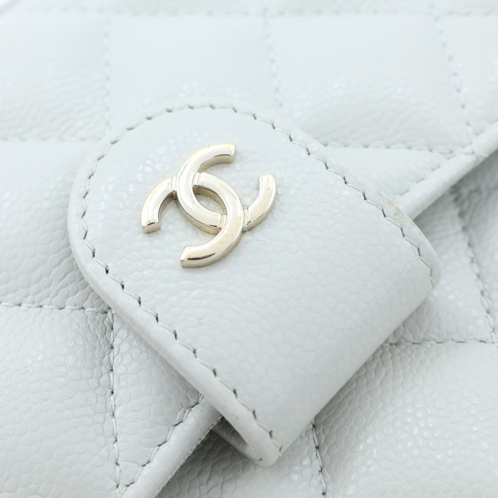 CHANEL(シャネル) ココマーク チェーンウォレット カメラバッグ ショルダーバッグ ホワイト キャビアスキン ゴールド金具 シール有 AP3998 レディース