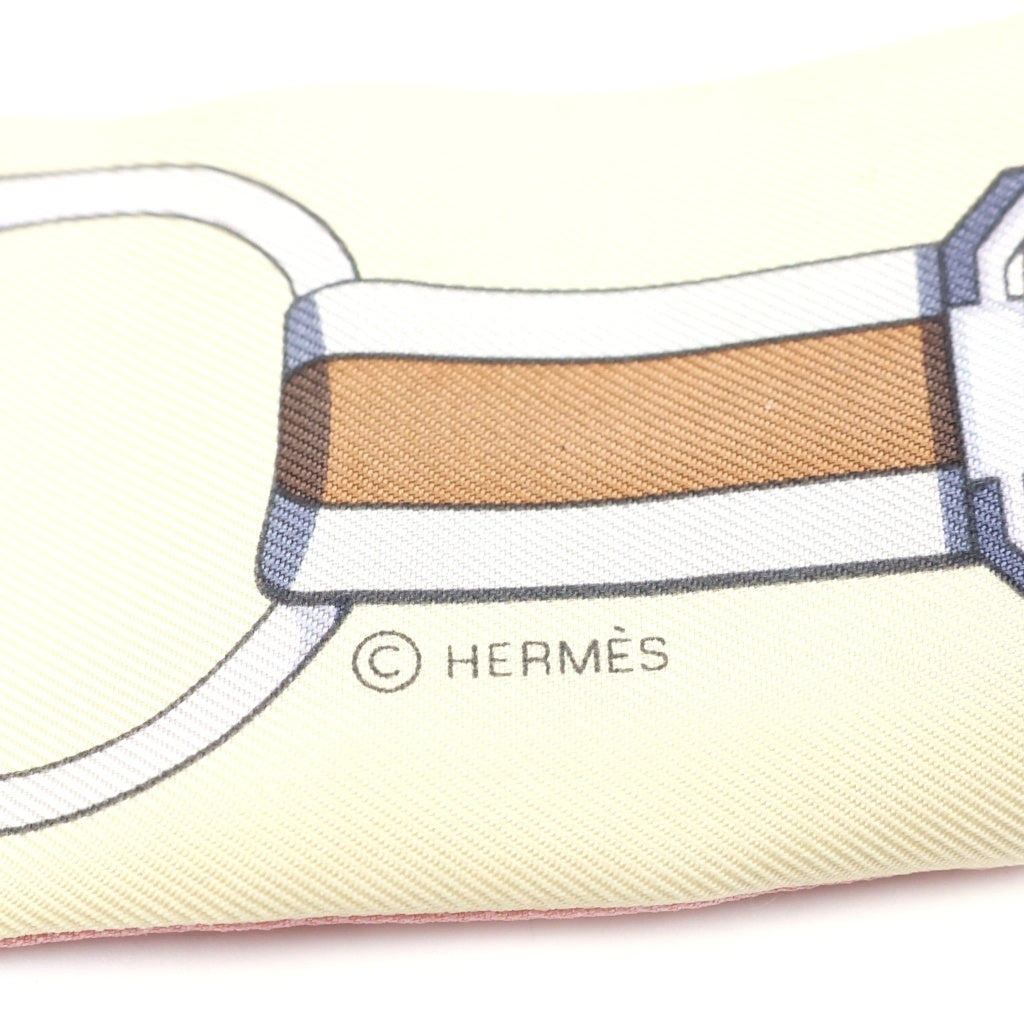HERMES(エルメス) ツイリー Grand Tralala グラン・トゥラララ スカーフ シルク ベージュ×ピンク レディース