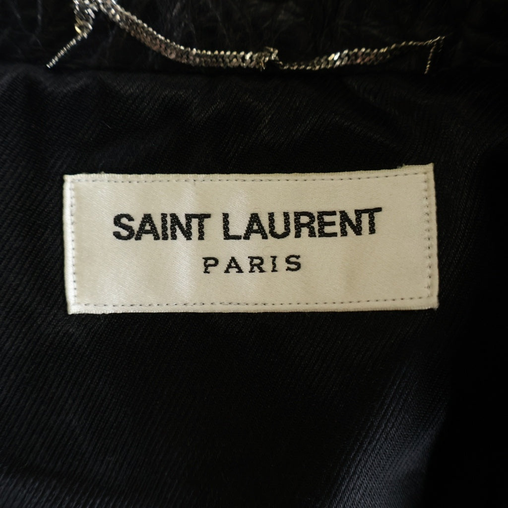 SAINT LAURENT PARIS(サンローランパリ) L-01 スモーキング ヴィンテージ加工 ダブルライダースジャケット レザージャケット ブラック #52 483225