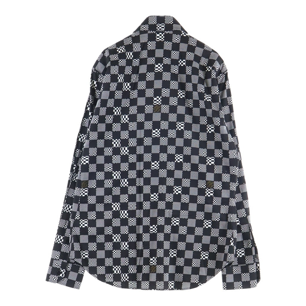 LOUIS VUITTON(ルイヴィトン) 21SS ディストーテッド ダミエ クラシック長袖シャツ コットン ロゴ ブラック/ホワイト RM211 ZYT HKS71W