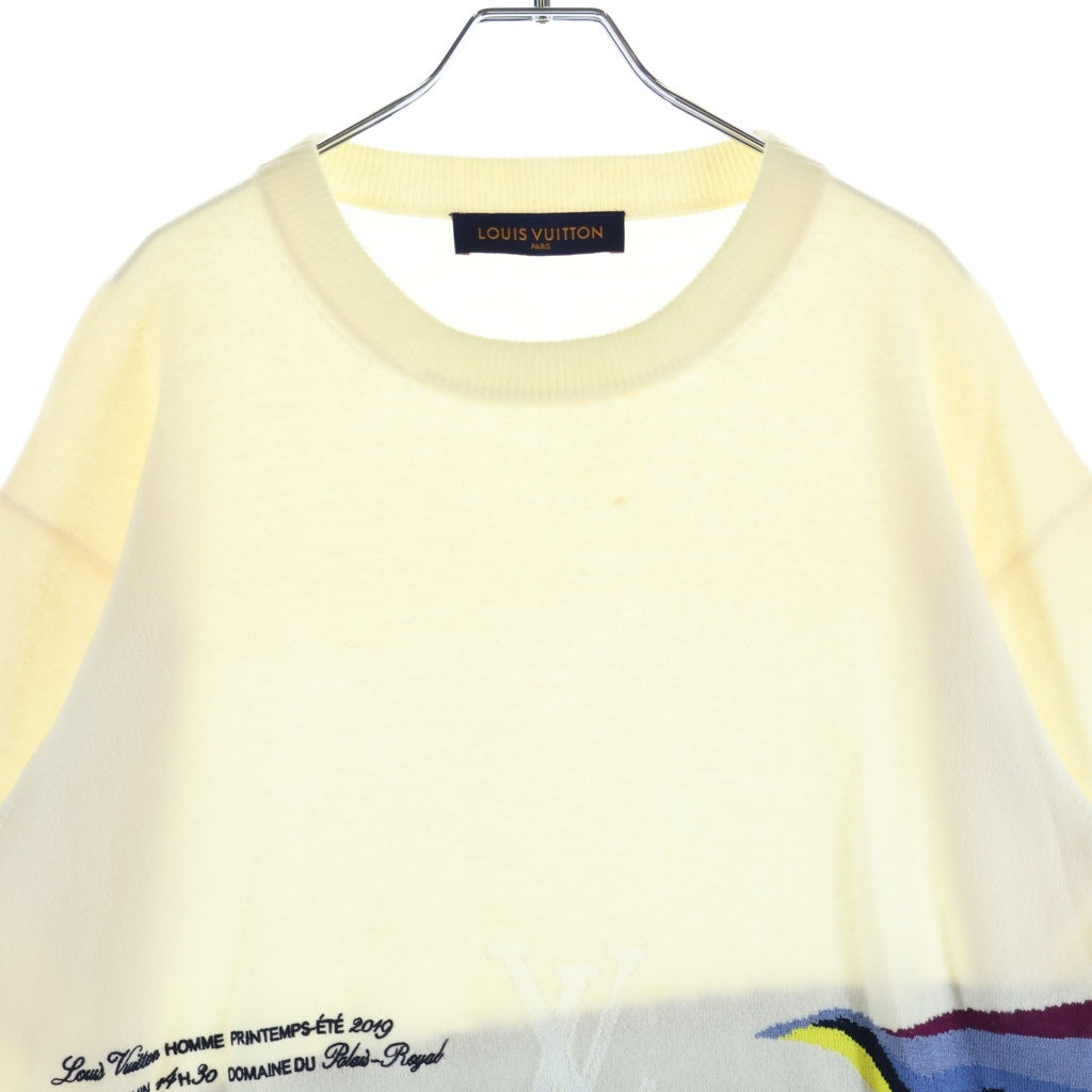 LOUIS VUITTON(ルイヴィトン) 19SS LV レインボーインタルシア 半袖ニット ホワイト カシミヤ×コットン #S HGN75WLZM
