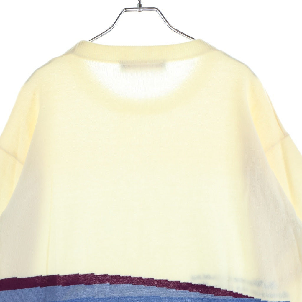 LOUIS VUITTON(ルイヴィトン) 19SS LV レインボーインタルシア 半袖ニット ホワイト カシミヤ×コットン #S HGN75WLZM