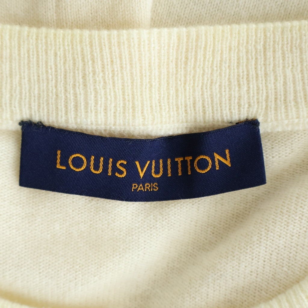 LOUIS VUITTON(ルイヴィトン) 19SS LV レインボーインタルシア 半袖ニット ホワイト カシミヤ×コットン #S HGN75WLZM
