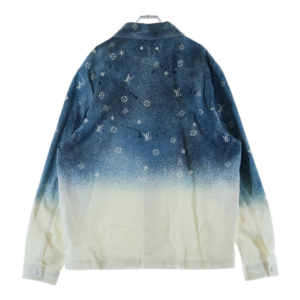 LOUIS VUITTON(ルイヴィトン) 20SS モノグラム グラデーション デニム ワークウェア 長袖 シャツ ホワイト/ブルー RM201M QYZ HIS09W