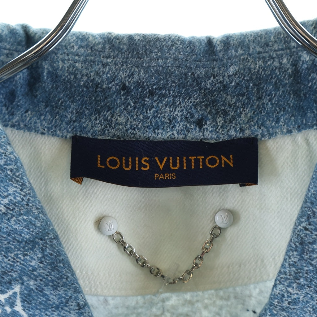 LOUIS VUITTON(ルイヴィトン) 20SS モノグラム グラデーション デニム ワークウェア 長袖 シャツ ホワイト/ブルー RM201M QYZ HIS09W