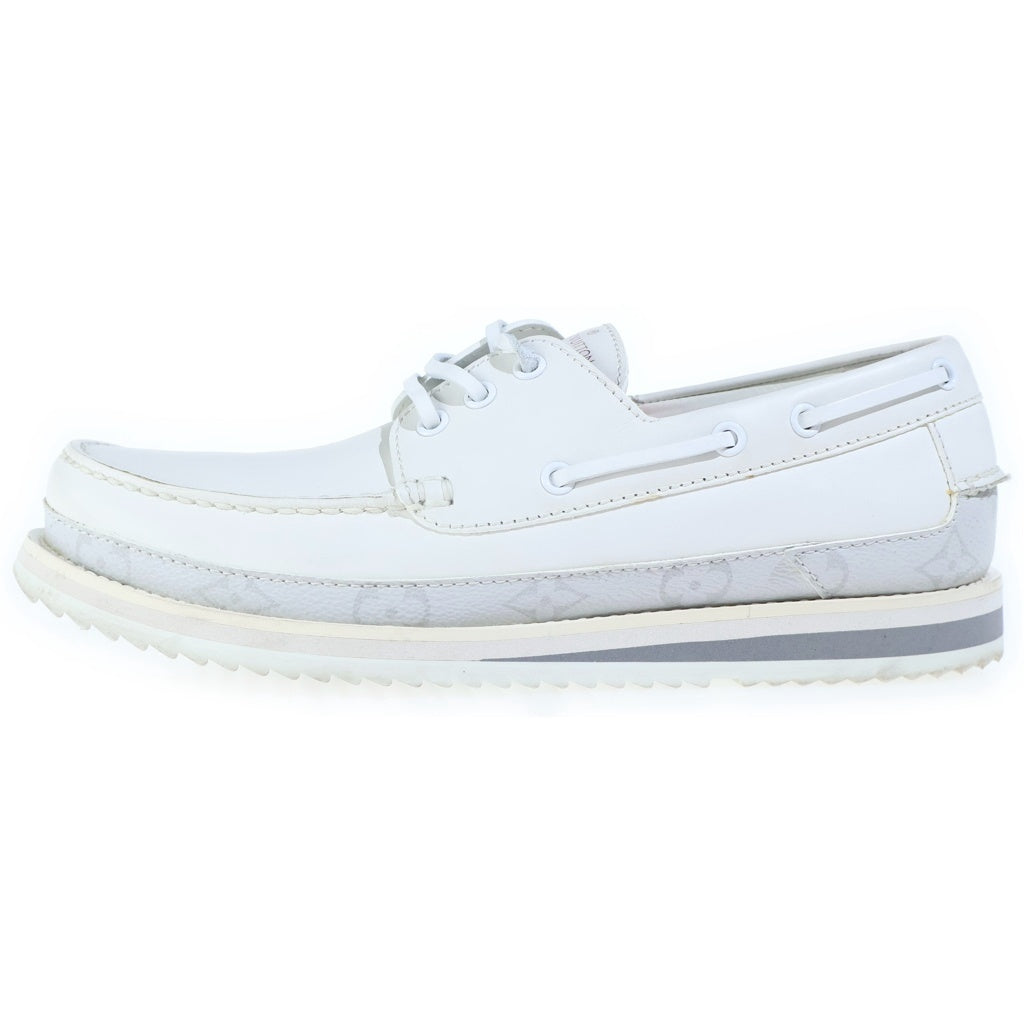 LOUIS VUITTON(ルイヴィトン) モノグラム デッキシューズ フラットシューズ レザー 革靴 ホワイト FA0118