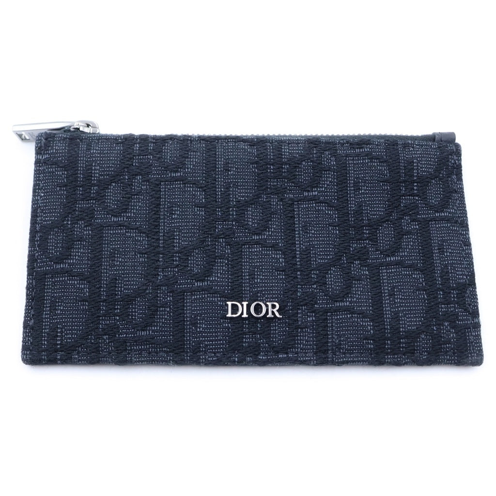 DIOR(ディオール) オブリーク ジップカードホルダー フラグメントケース コインケース ブラック キャンバス×レザー 2ESBC318YSE H03E レディース