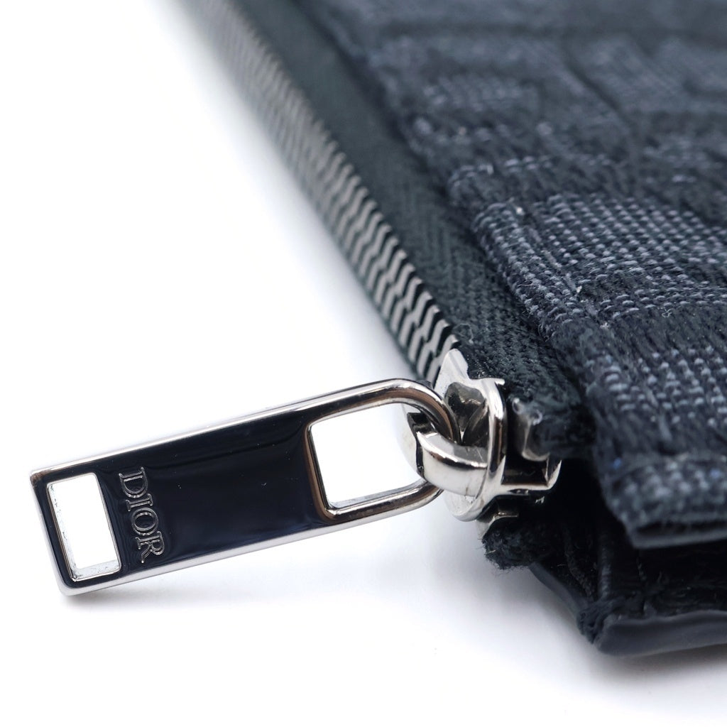 DIOR(ディオール) オブリーク ジップカードホルダー フラグメントケース コインケース ブラック キャンバス×レザー 2ESBC318YSE H03E レディース