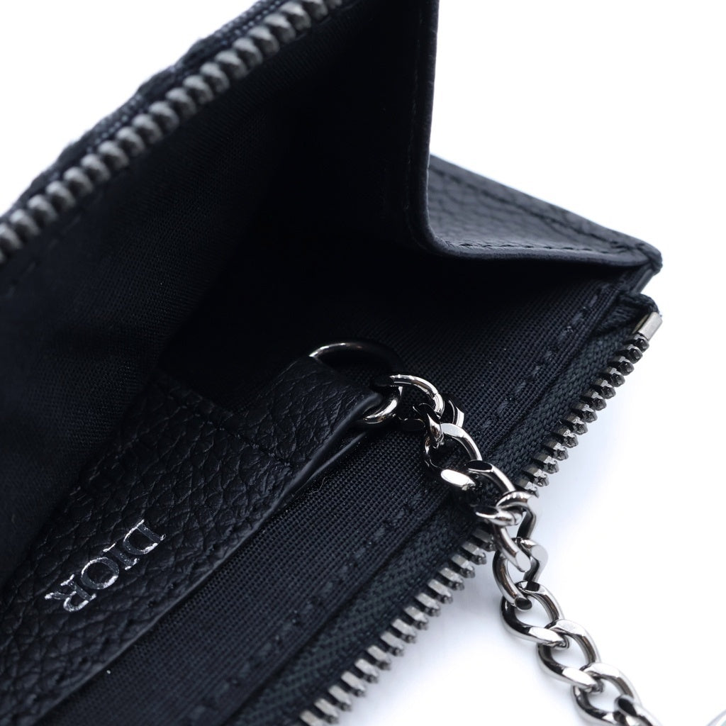 DIOR(ディオール) オブリーク ジップカードホルダー フラグメントケース コインケース ブラック キャンバス×レザー 2ESBC318YSE H03E レディース