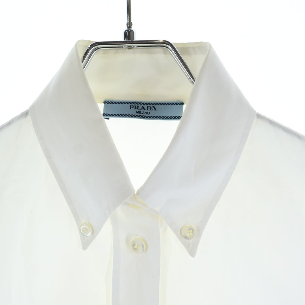 PRADA(プラダ) トライアングルロゴ 半袖ポプリンシャツ ホワイト #38 P419G レディース