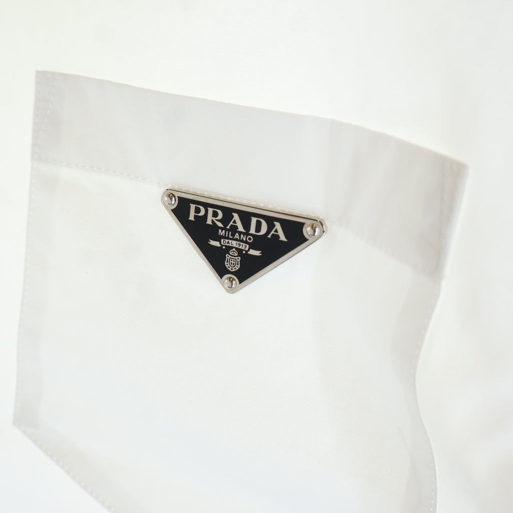 PRADA(プラダ) トライアングルロゴ 半袖ポプリンシャツ ホワイト #38 P419G レディース