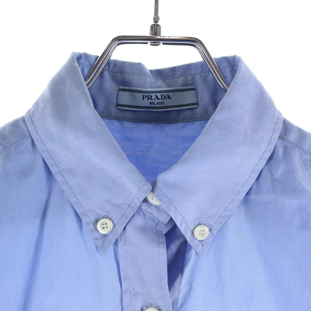 PRADA(プラダ) ロゴプリント 半袖クロップドシャツ ハーフスリーブシャツ ライトブルー #36 P459GR レディース