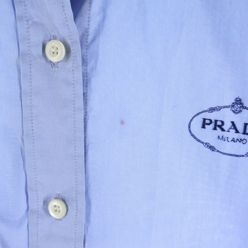 PRADA(プラダ) ロゴプリント 半袖クロップドシャツ ハーフスリーブシャツ ライトブルー #36 P459GR レディース