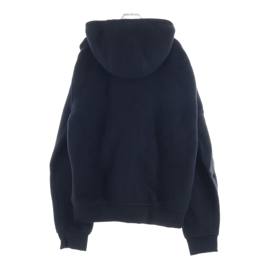 HERMES(エルメス) 23AW ウールカシミヤ レザートリム ジップアップパーカー フーディー ブラック #L