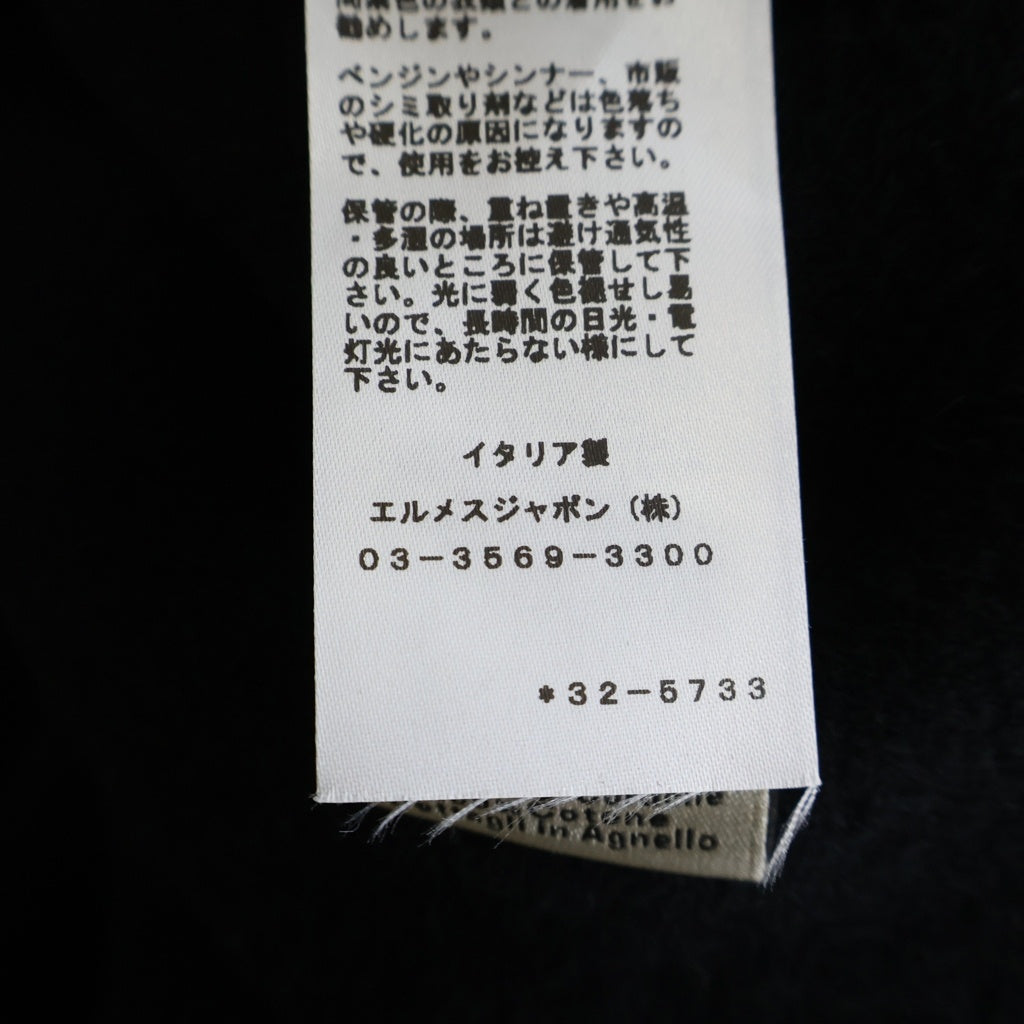 HERMES(エルメス) 23AW ウールカシミヤ レザートリム ジップアップパーカー フーディー ブラック #L