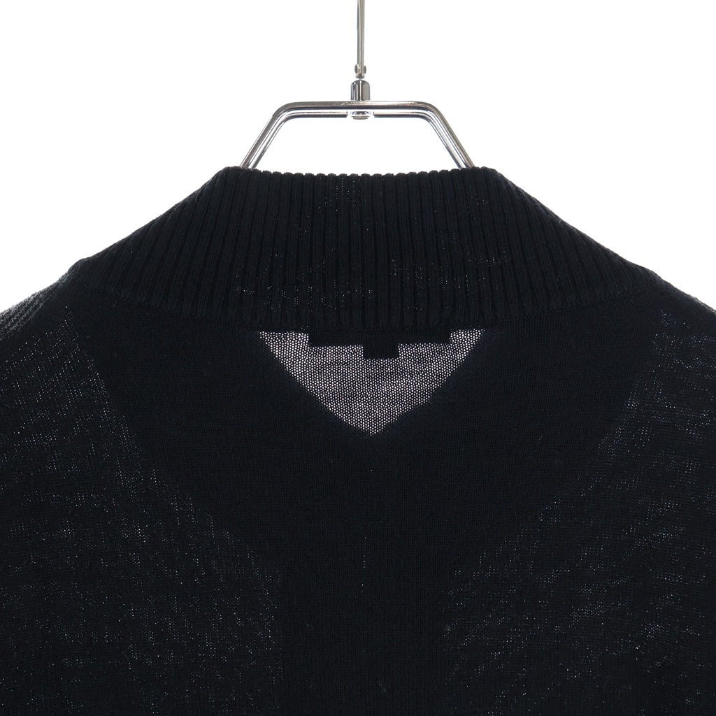 BURBERRY(バーバリー) ジップアップニット チェック柄ドライバーズニット ブラック×グレー #L レディース