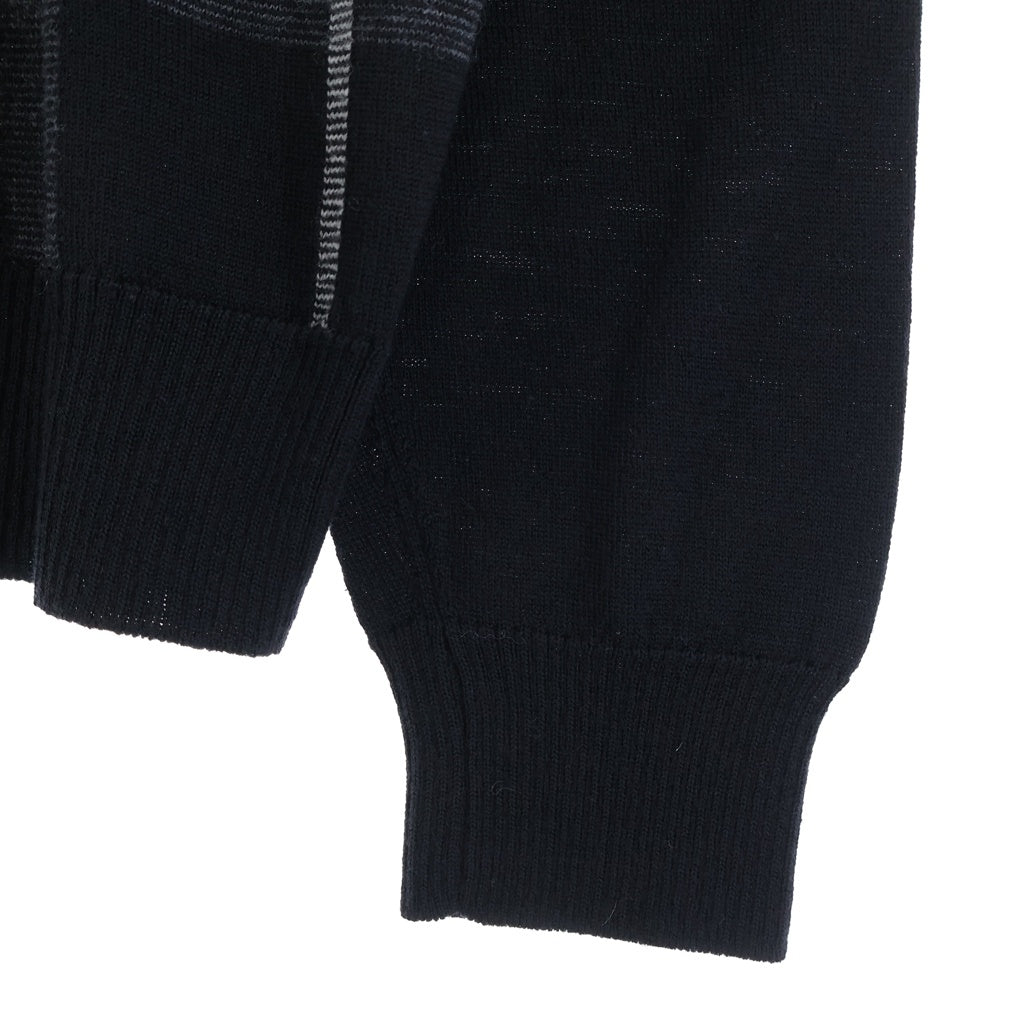 BURBERRY(バーバリー) ジップアップニット チェック柄ドライバーズニット ブラック×グレー #L レディース