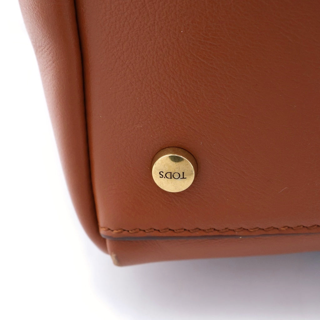 TOD'S(トッズ) 2WAY ハンドバッグ ショルダーバッグ インディゴブルー×ブラウン レザー×デニム ゴールド金具 レディース
