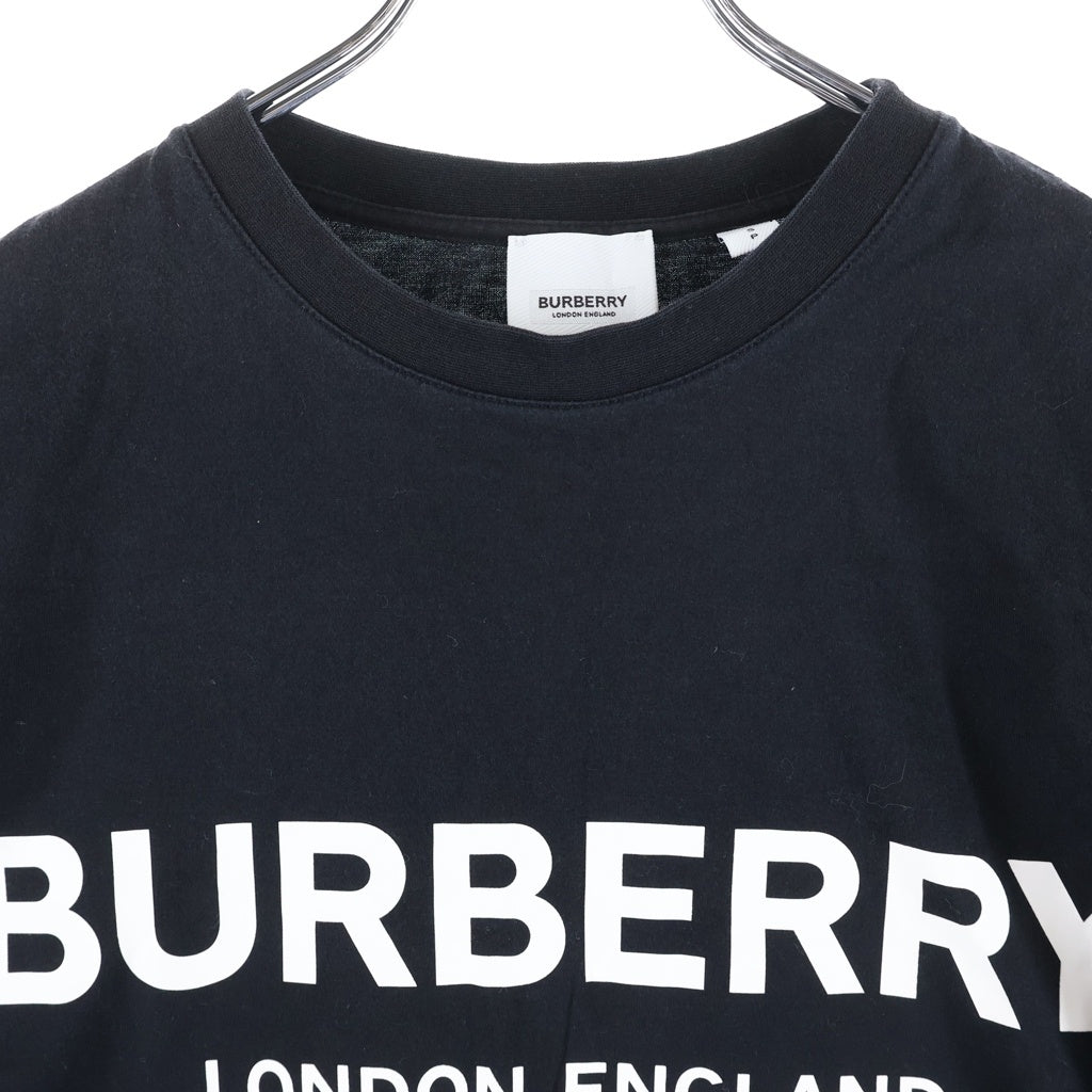 BURBERRY(バーバリー) ロゴプリント 半袖カットソー Tシャツ ブラック コットン レディース