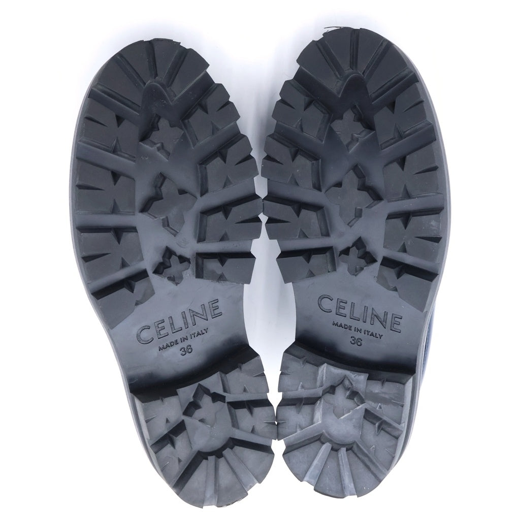 CELINE(セリーヌ) トリオンフ マーガレット フリンジ レザー ローファー シューズ ネイビー レディース
