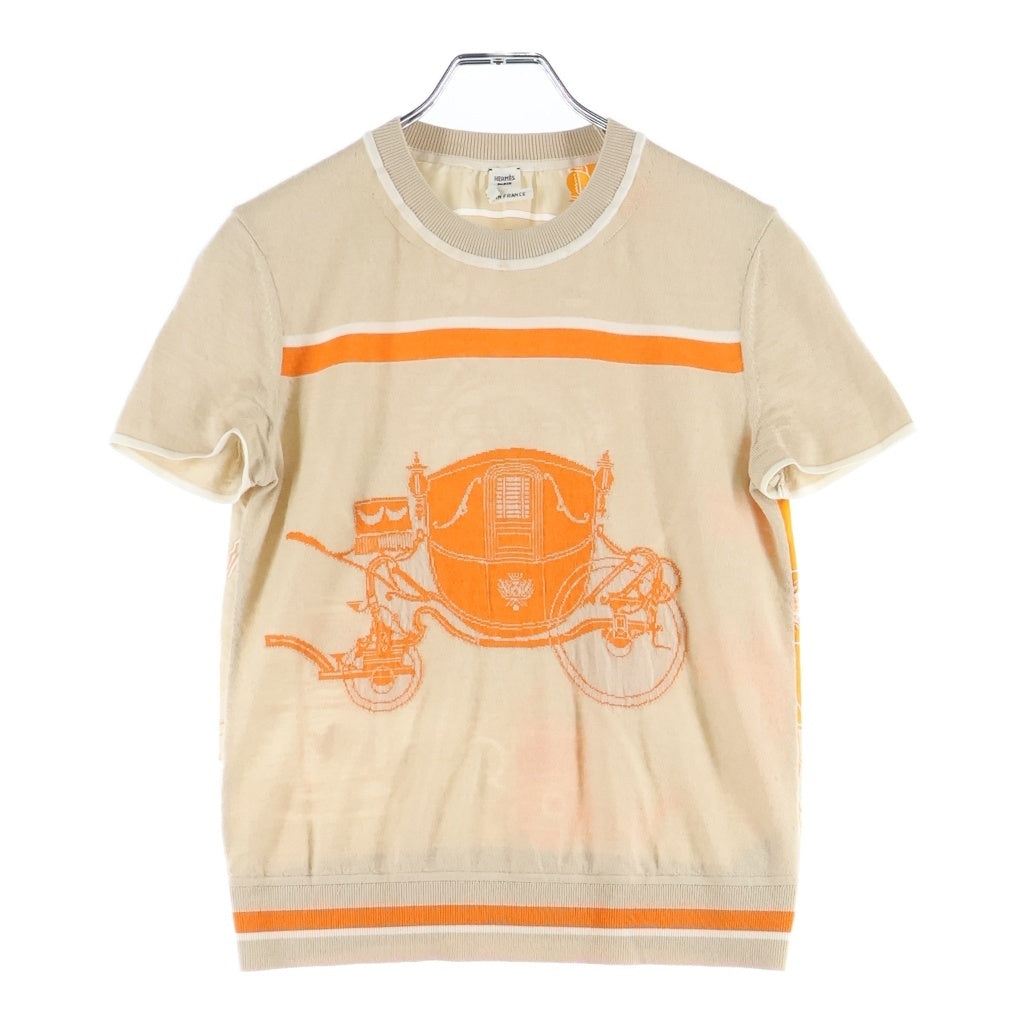 HERMES(エルメス) ツイルレーヌ ショートスリーブ Tシャツ カットソー オレンジ/ベージュ 3E2800D7 レディース