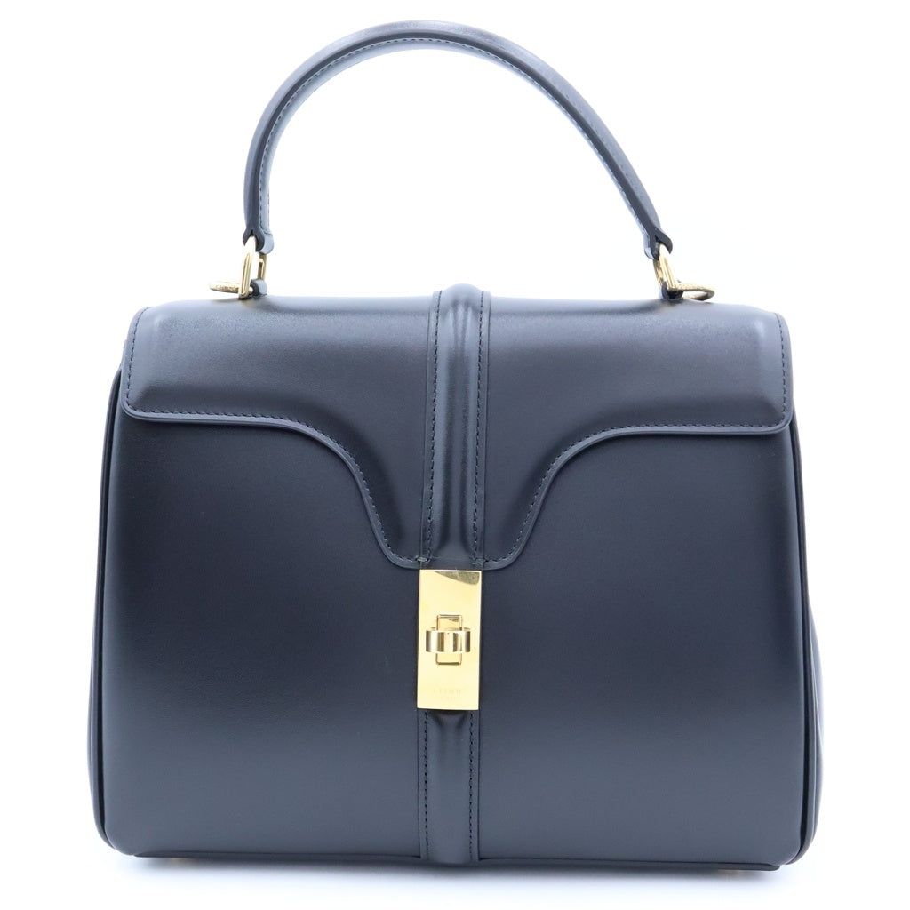CELINE(セリーヌ) セーズ16 スモール レザー 2WAY ハンド ショルダーバッグ ゴールド金具 ブラック レディース