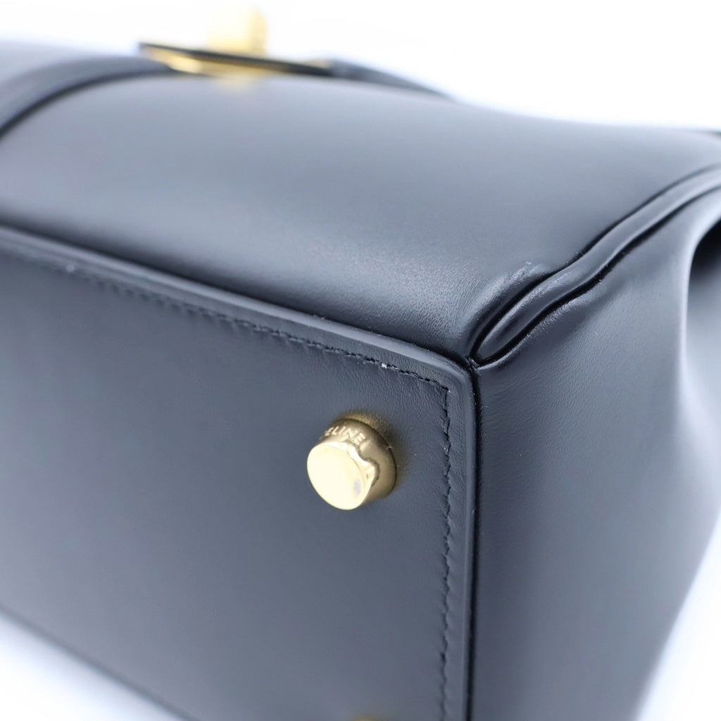CELINE(セリーヌ) セーズ16 スモール レザー 2WAY ハンド ショルダーバッグ ゴールド金具 ブラック レディース
