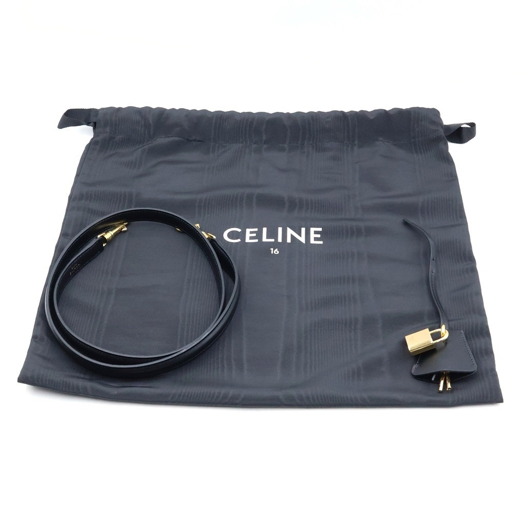 CELINE(セリーヌ) セーズ16 スモール レザー 2WAY ハンド ショルダーバッグ ゴールド金具 ブラック レディース