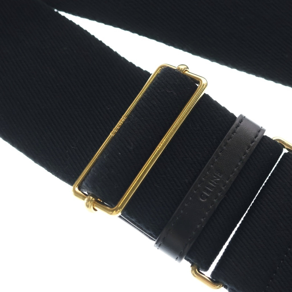 CELINE(セリーヌ) ショルダーストラップ ブラック レザー×キャンバス ゴールド金具