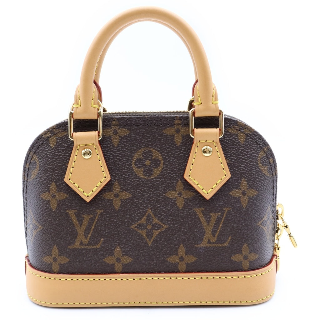 LOUIS VUITTON(ルイヴィトン) モノグラム ナノアルマ 2WAYハンドバッグ ショルダーバッグ ブラウン レザー×PVC M82717 ゴールド金具 レディース