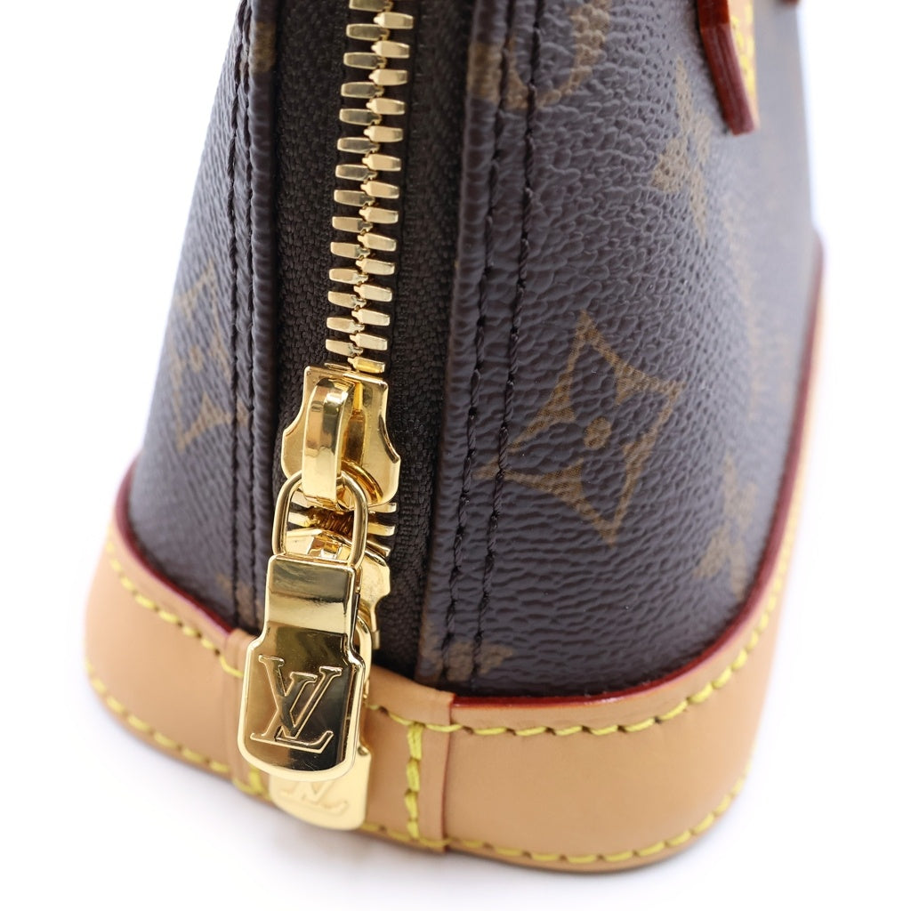 LOUIS VUITTON(ルイヴィトン) モノグラム ナノアルマ 2WAYハンドバッグ ショルダーバッグ ブラウン レザー×PVC M82717 ゴールド金具 レディース