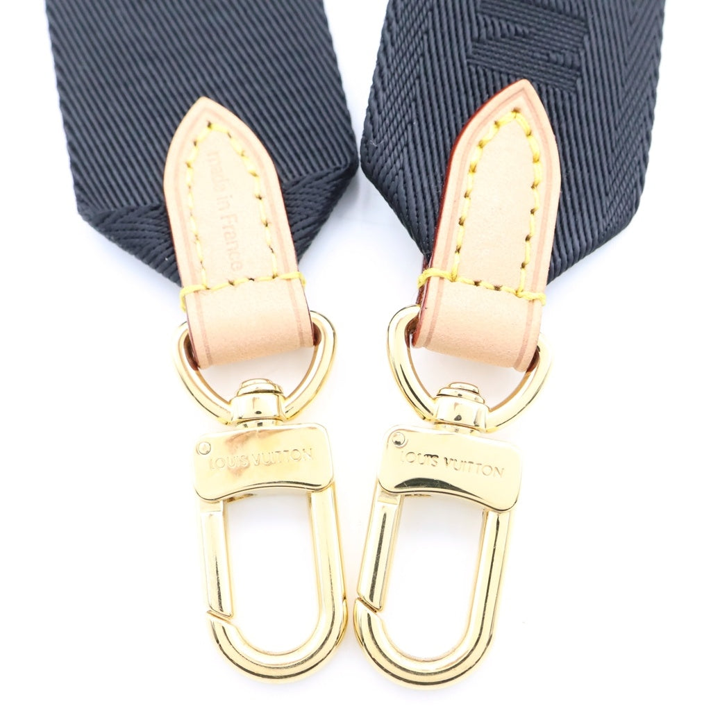 LOUIS VUITTON(ルイヴィトン) モノグラム ショルダーストラップ ポーチ ブラウン×ブラック J02487 ゴールド金具 レディース