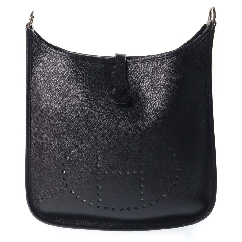 HERMES(エルメス) エブリン1 PM ショルダーバッグ ブラック エプソン レザー □H刻印 シルバー金具 レディース