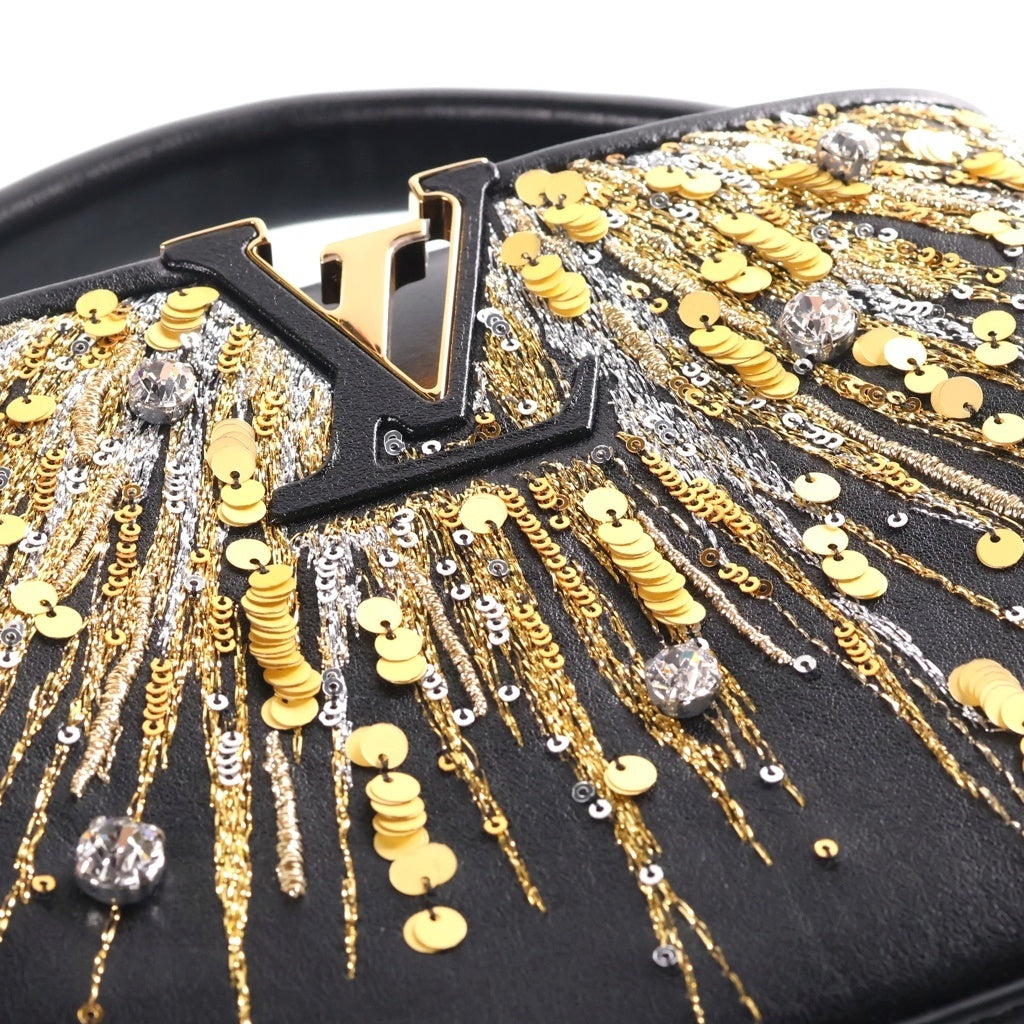 LOUIS VUITTON(ルイヴィトン) カプシーヌMINI ラインストーン スパンコール ハンドバッグ ノワール トリヨンレザー NZ1130 レディース